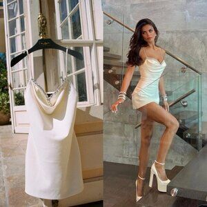 Nana Jacqueline Elsie White Ivory Jeweled Bridal Mini Dress Size XL